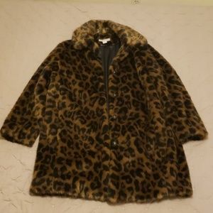 H&M Faux Fur Leopard Print Coat